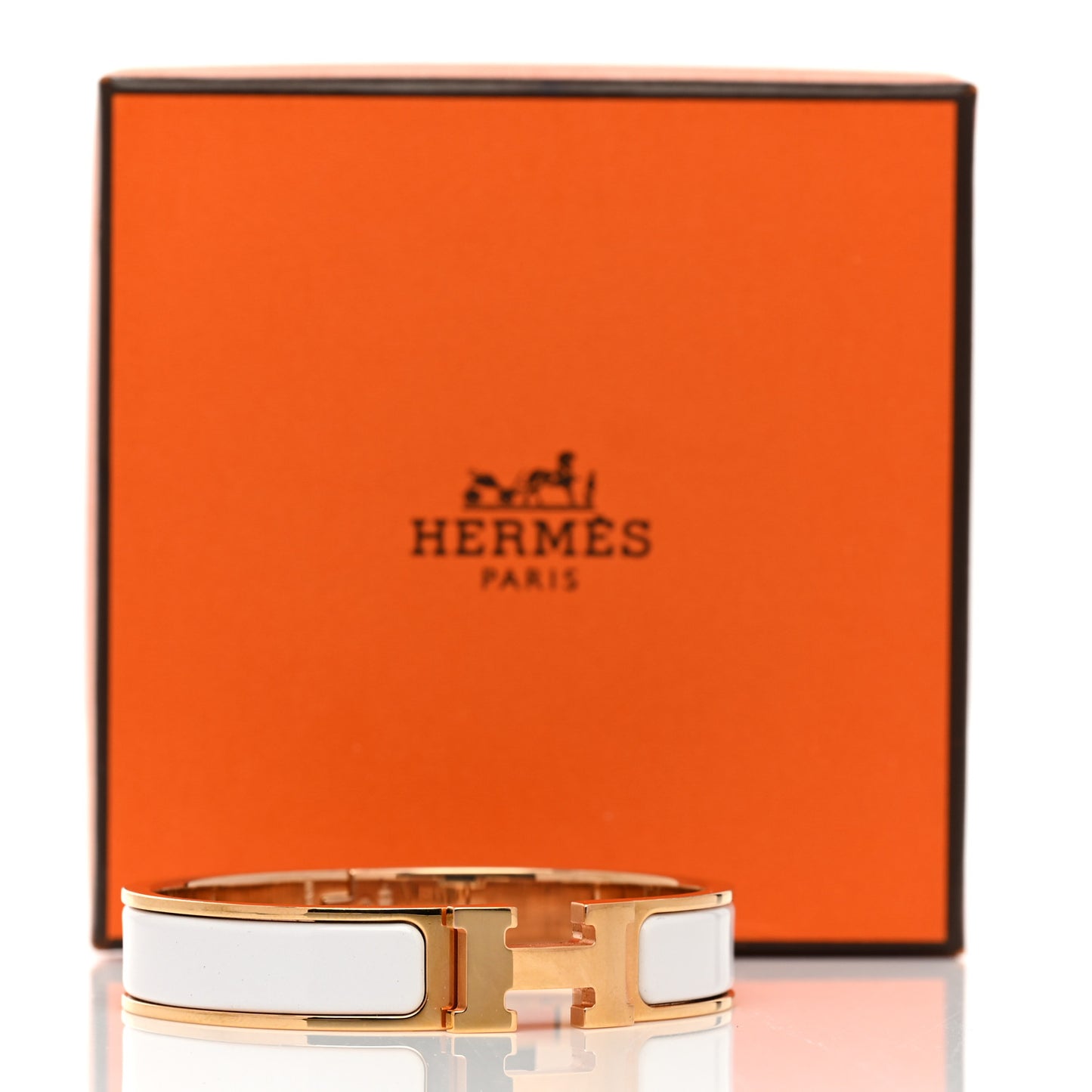 Enamel Narrow Clic Clac H Bracelet GM White