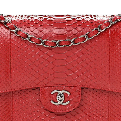 Chanel Snakeskin Jumbo Double Flap Red 8 of 14
