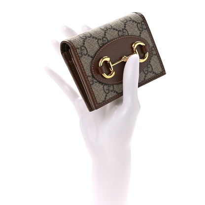 Gucci GG Supreme Monogram Horsebit 1955 Card Case Wallet Beige Ebony Brown Sugar 2 of 12