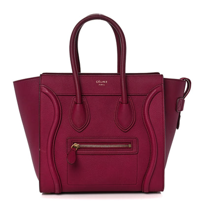 Celine Drummed Calfskin Micro Luggage Plum 1 of 12