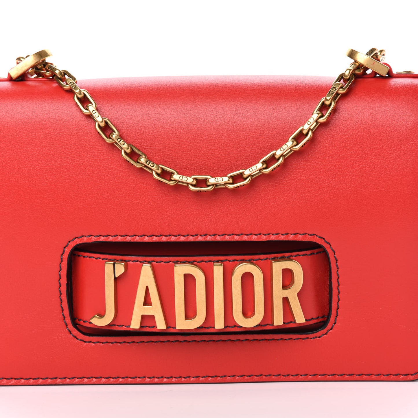 Calfskin J'Adior Chain Flap Bag Red
