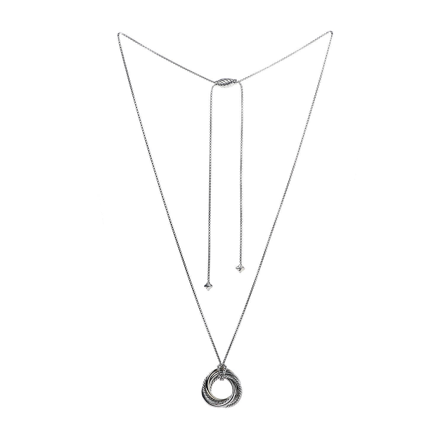 David Yurman Sterling Silver 14K Yellow Gold Crossover Pendant Necklace 3 of 5