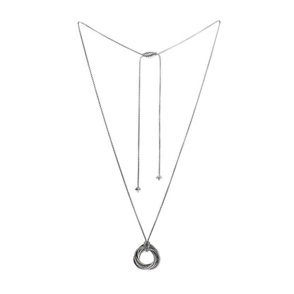 David Yurman Sterling Silver 14K Yellow Gold Crossover Pendant Necklace 3 of 5