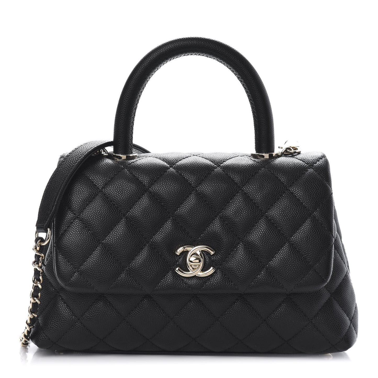Caviar Quilted Mini Coco Handle Flap Black