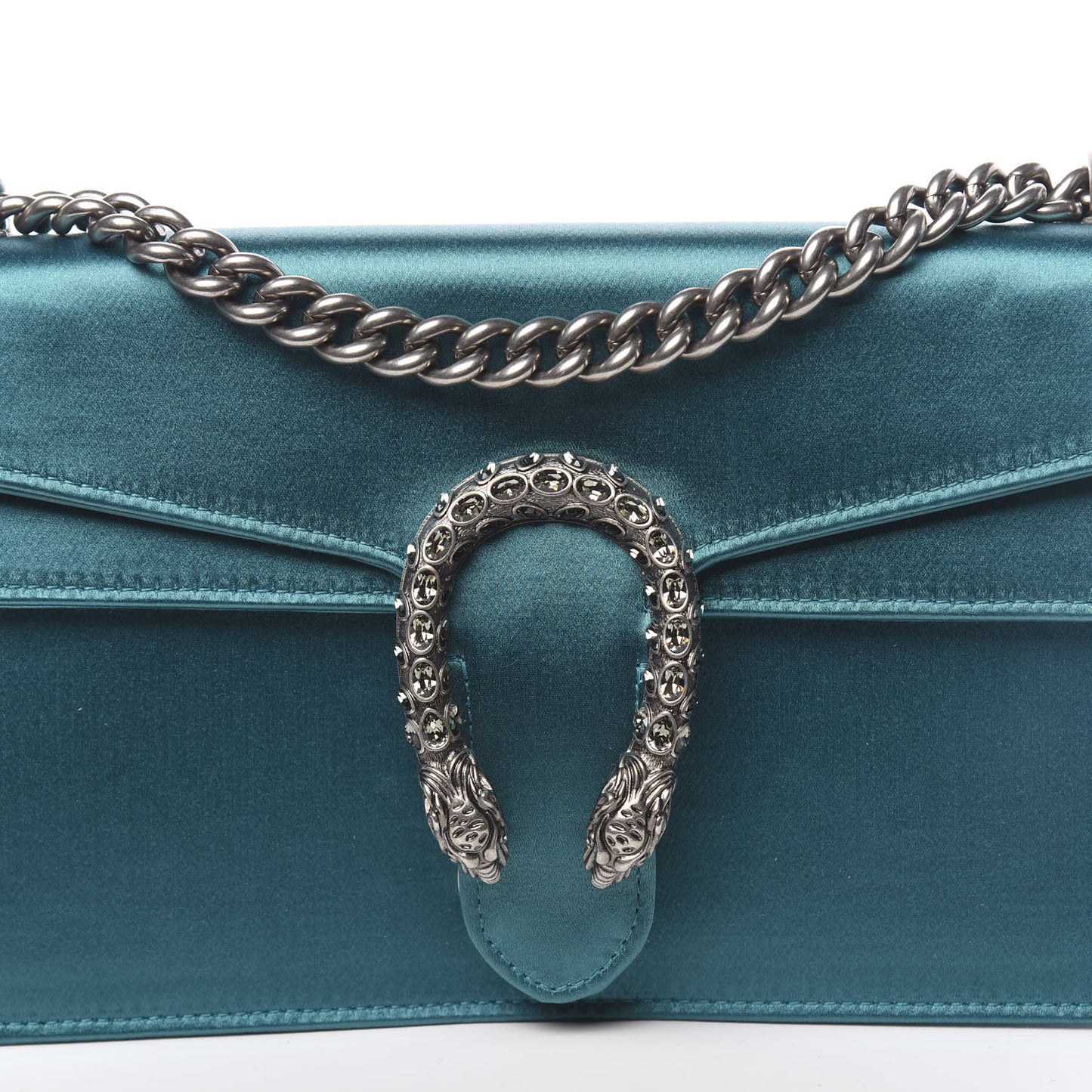 Satin Silk Crystal Small Dionysus Shoulder Bag Turchese Black Diamond