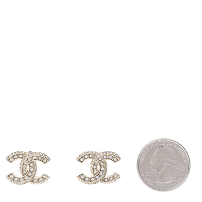 Chanel Crystal Timeless CC Earrings Light Gold 2 of 5