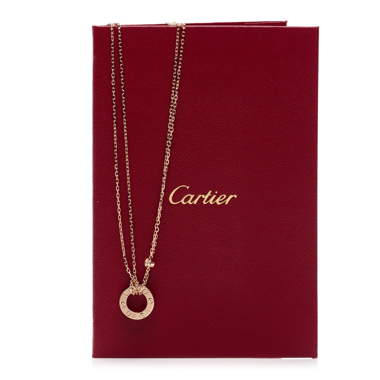 18K Pink Gold 2 Diamond LOVE Necklace