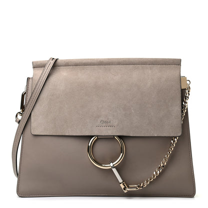 Chloe Calfskin Suede Medium Faye Shoulder Bag Motty Grey 1 of 9