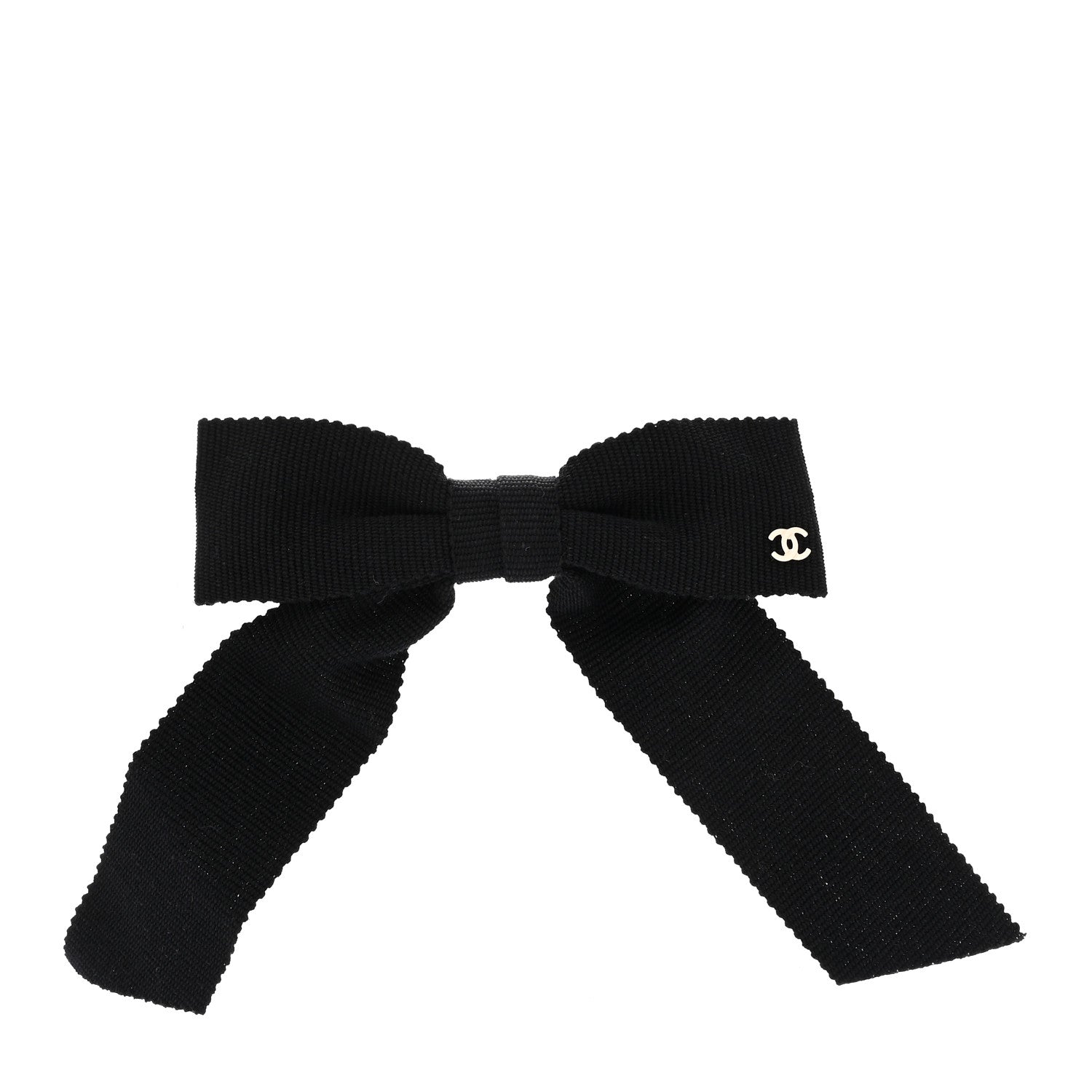 Chanel Grosgrain Bow CC Hair Clip Black 1 of 3