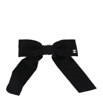 Chanel Grosgrain Bow CC Hair Clip Black 1 of 3