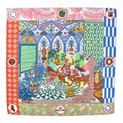 Hermes Cashmere Silk La Danse Des Amazones Shawl 140 Rouge Vert Multicolor 1 of 6