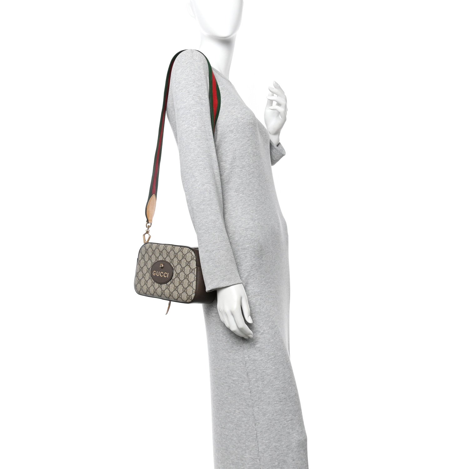 Gucci GG Supreme Monogram Web Neo Vintage Shoulder Bag Beige New Acero Crop 2 of 11