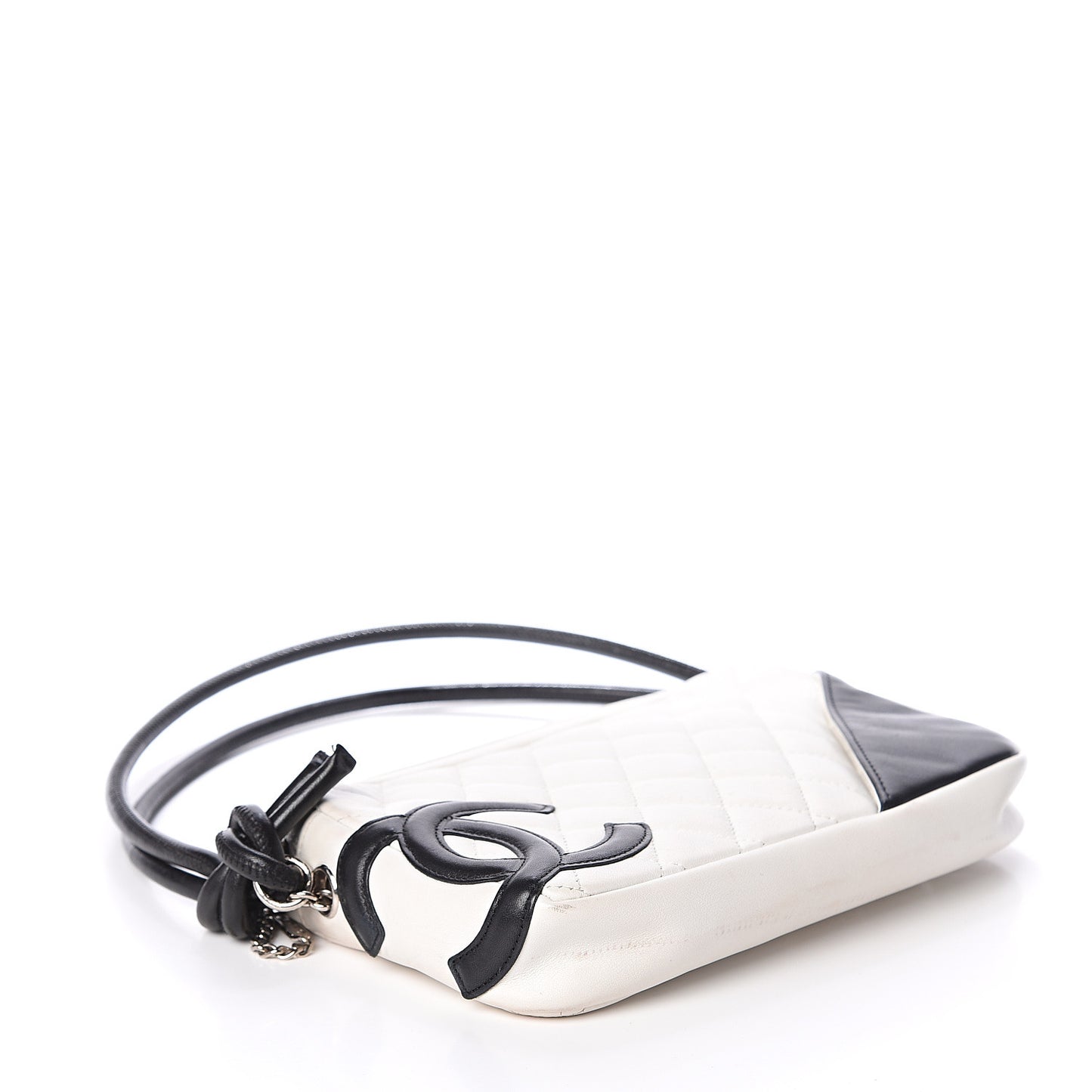 Calfskin Quilted Cambon Pochette White Black