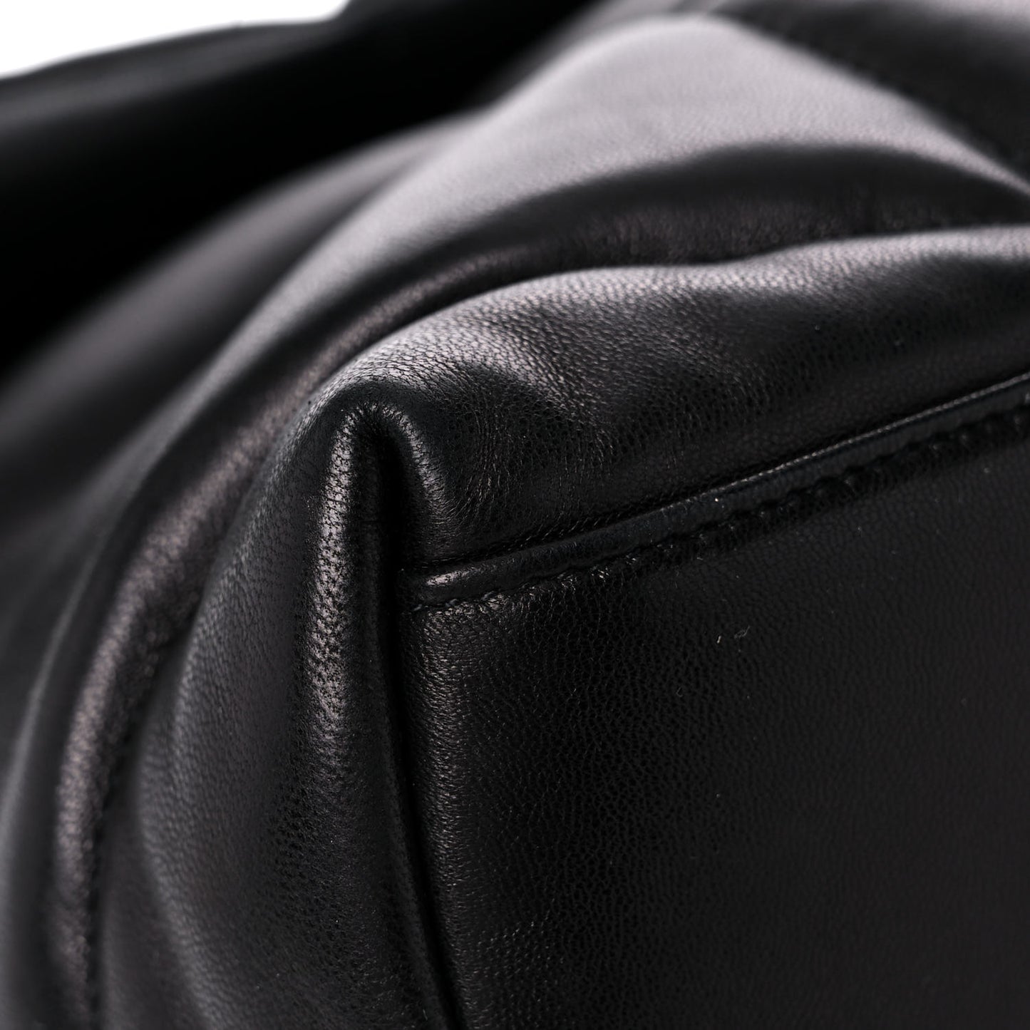 Lambskin Quilted Medium Loulou Puffer Monogram Chain Satchel Black