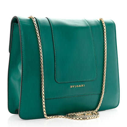 Bulgari Calfskin Small Serpenti Forever Snake Strap Crossbody Bag Emerald Green 4 of 11