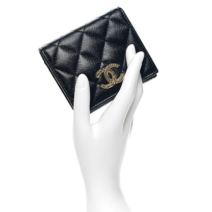 Chanel Caviar Quilted Multi Chain CC Compact Bifold Wallet Navy 2 of 11