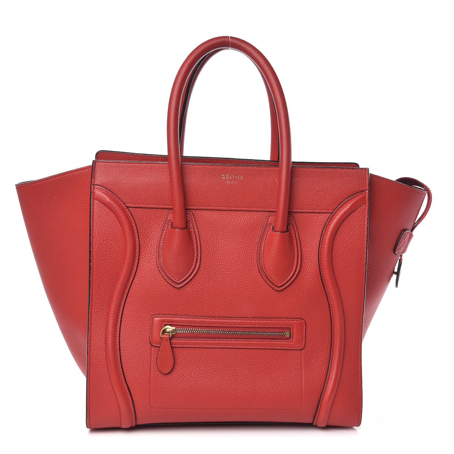 Celine Drummed Calfskin Mini Luggage Red 1 of 10