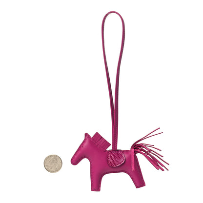 Hermes Milo Lambskin Lizard Touch Grigri Rodeo Horse Bag Charm PM Rose Pourpre 2 of 6