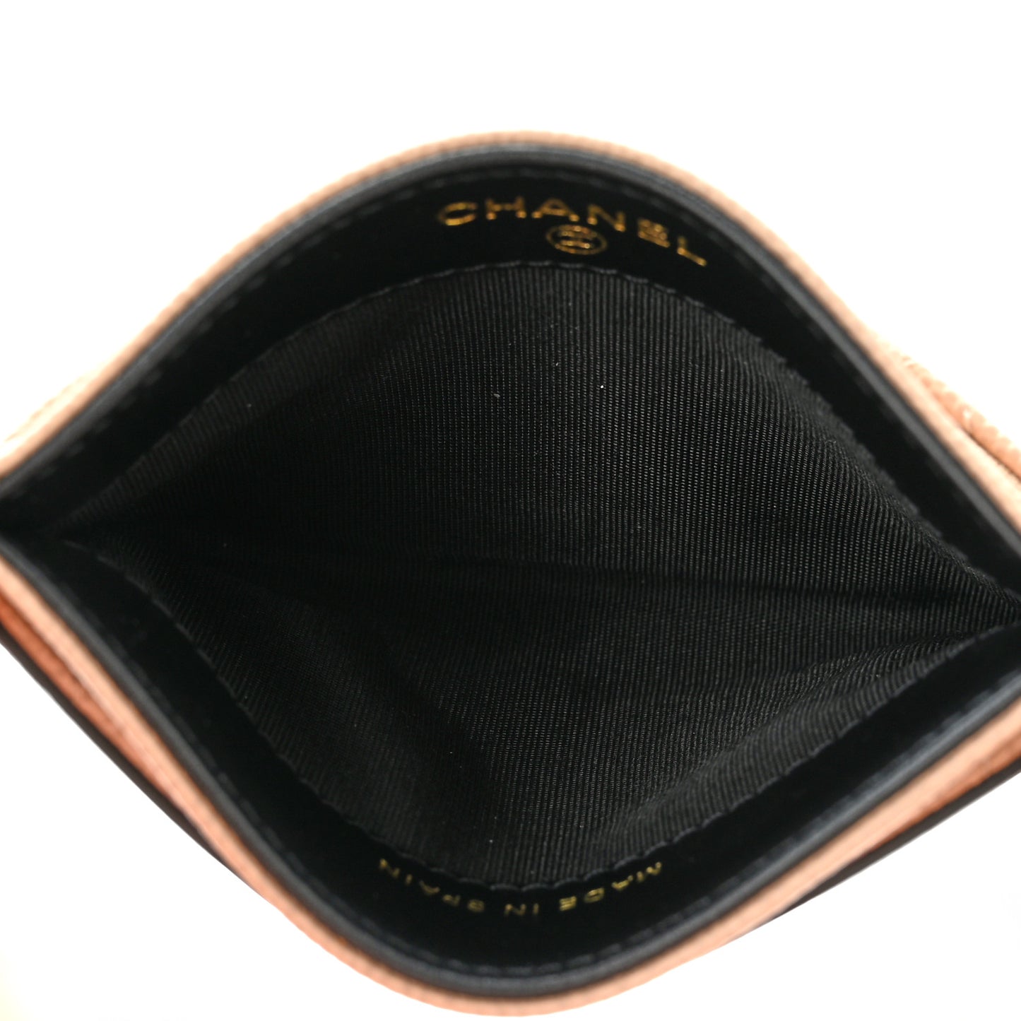 Caviar Quilted Filigree Card Holder Beige Black