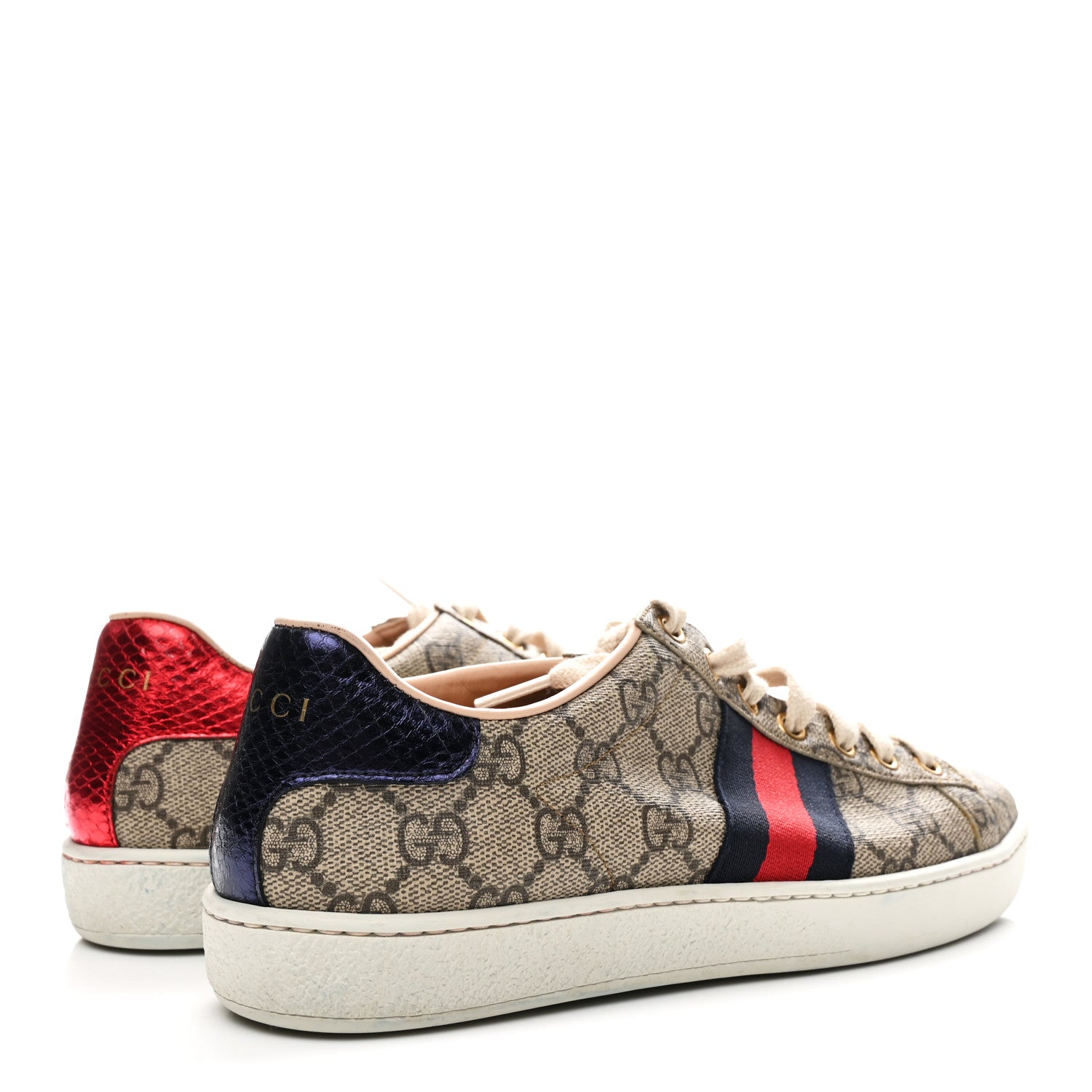 Gucci GG Supreme Monogram Womens Ace Low-Top Sneaker 37 Beige 5 of 10