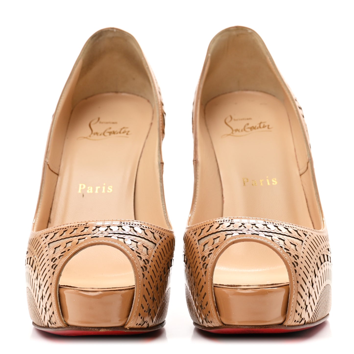 Patent Suede Burma Laser Cut Suellena 120 Pumps 35.5 Nude