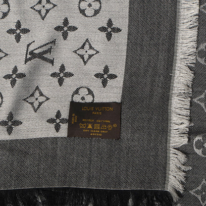 Louis Vuitton Silk Wool Monogram Denim Shawl Black 5 of 5