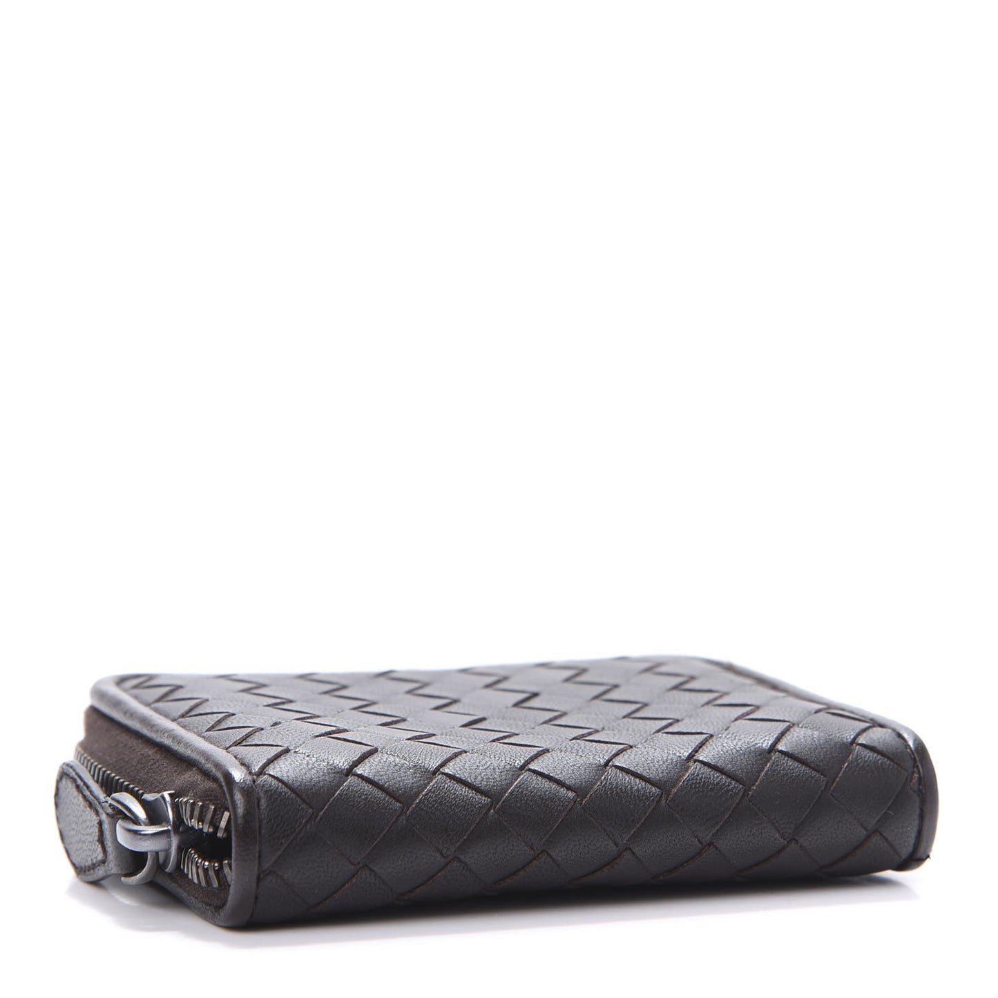 Nappa Intrecciato Zip Around Coin Purse Ebano