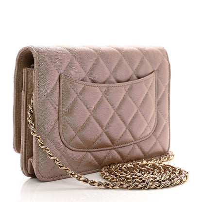 Chanel Iridescent Caviar Quilted Wallet On Chain WOC Beige 4 of 13