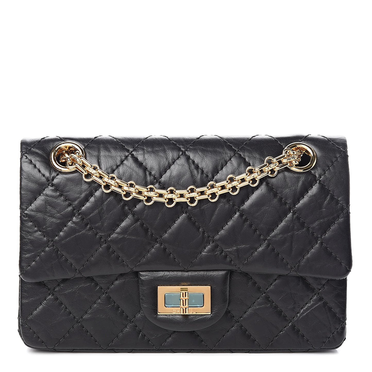 Aged Calfskin Quilted 2.55 Reissue Mini Flap Black