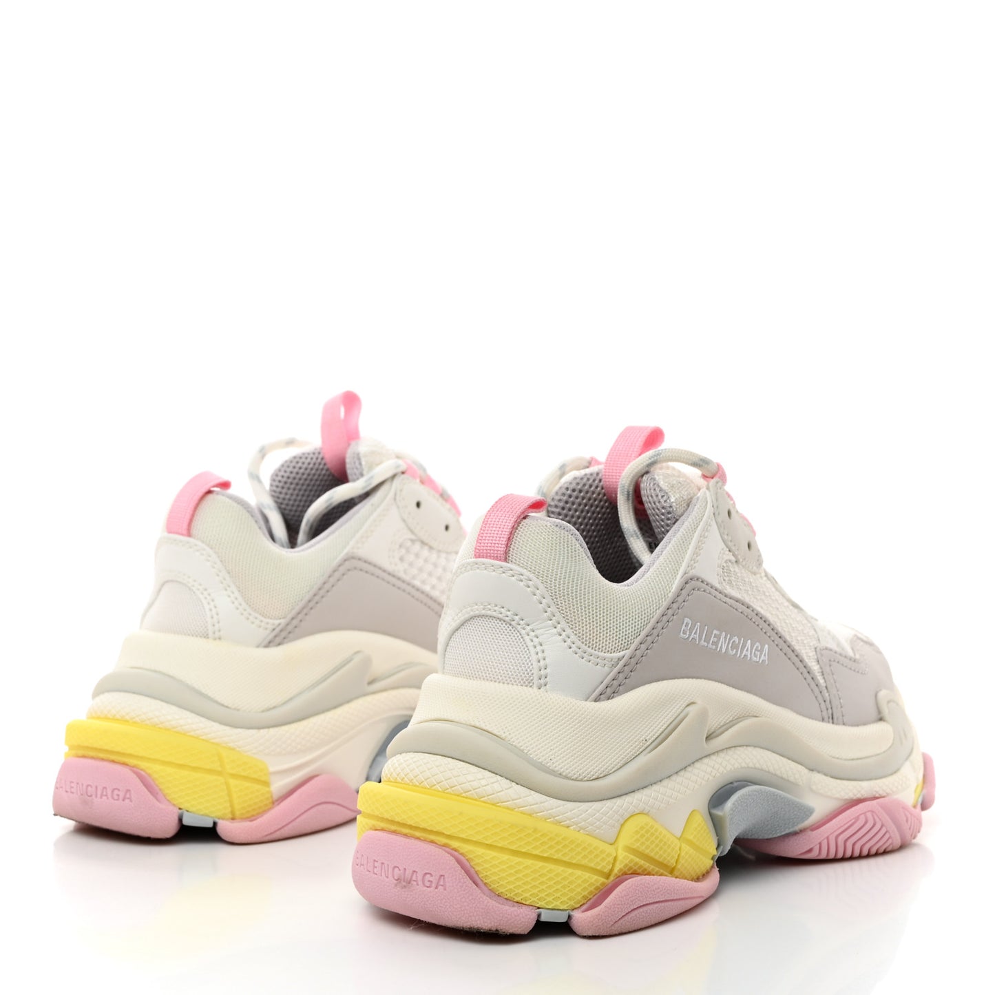 Fabric Mesh Multicolor Womens Triple S Sneakers 36 Yellow Pink Grey White