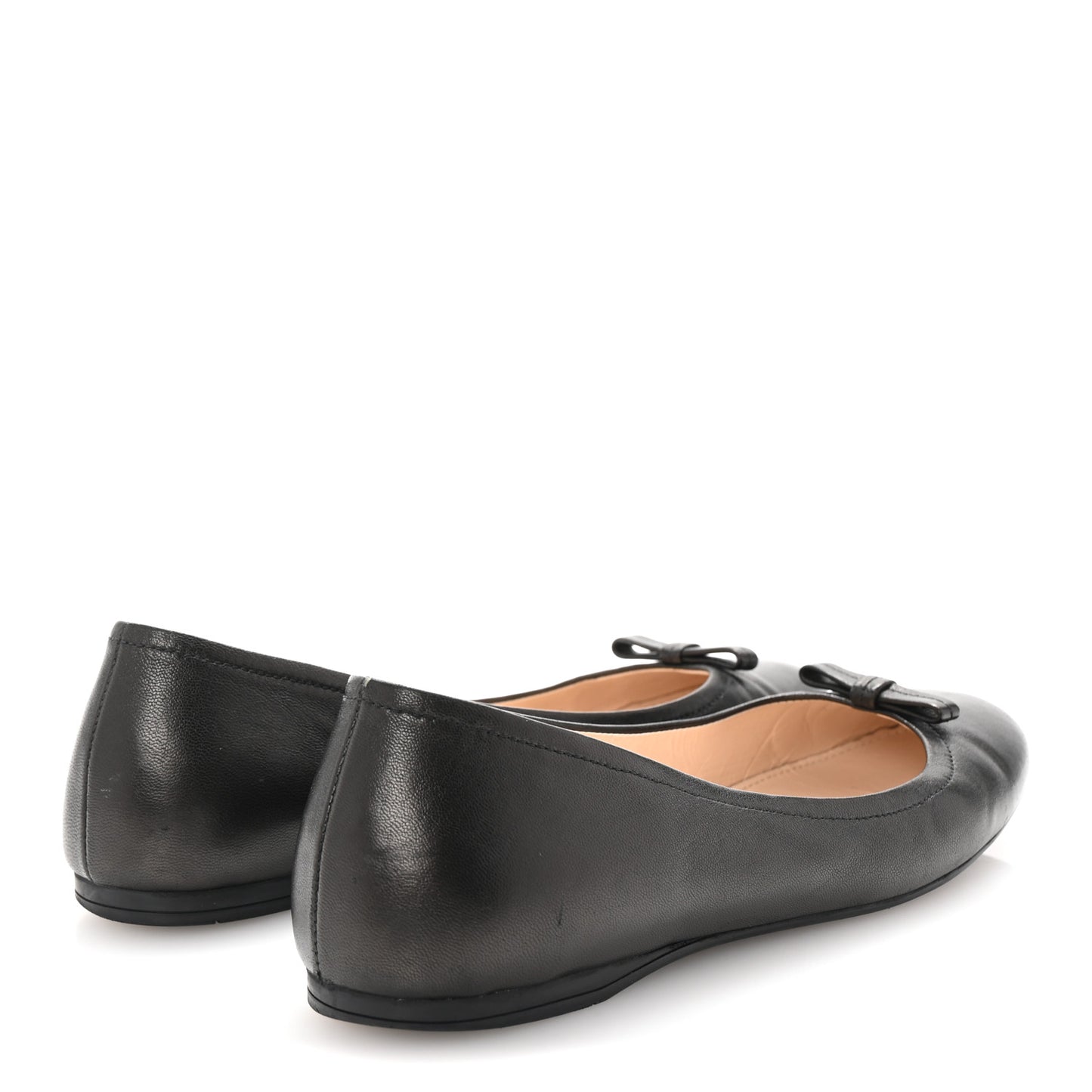 Nappa Logo Bow Ballerina Flats 37.5 Black