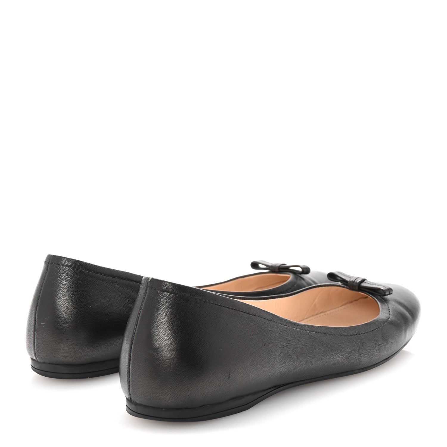 Prada Nappa Logo Bow Ballerina Flats 37.5 Black 5 of 11