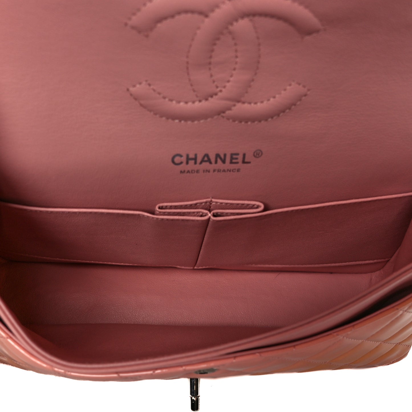 Patent Quilted Medium Double Flap Light Pink