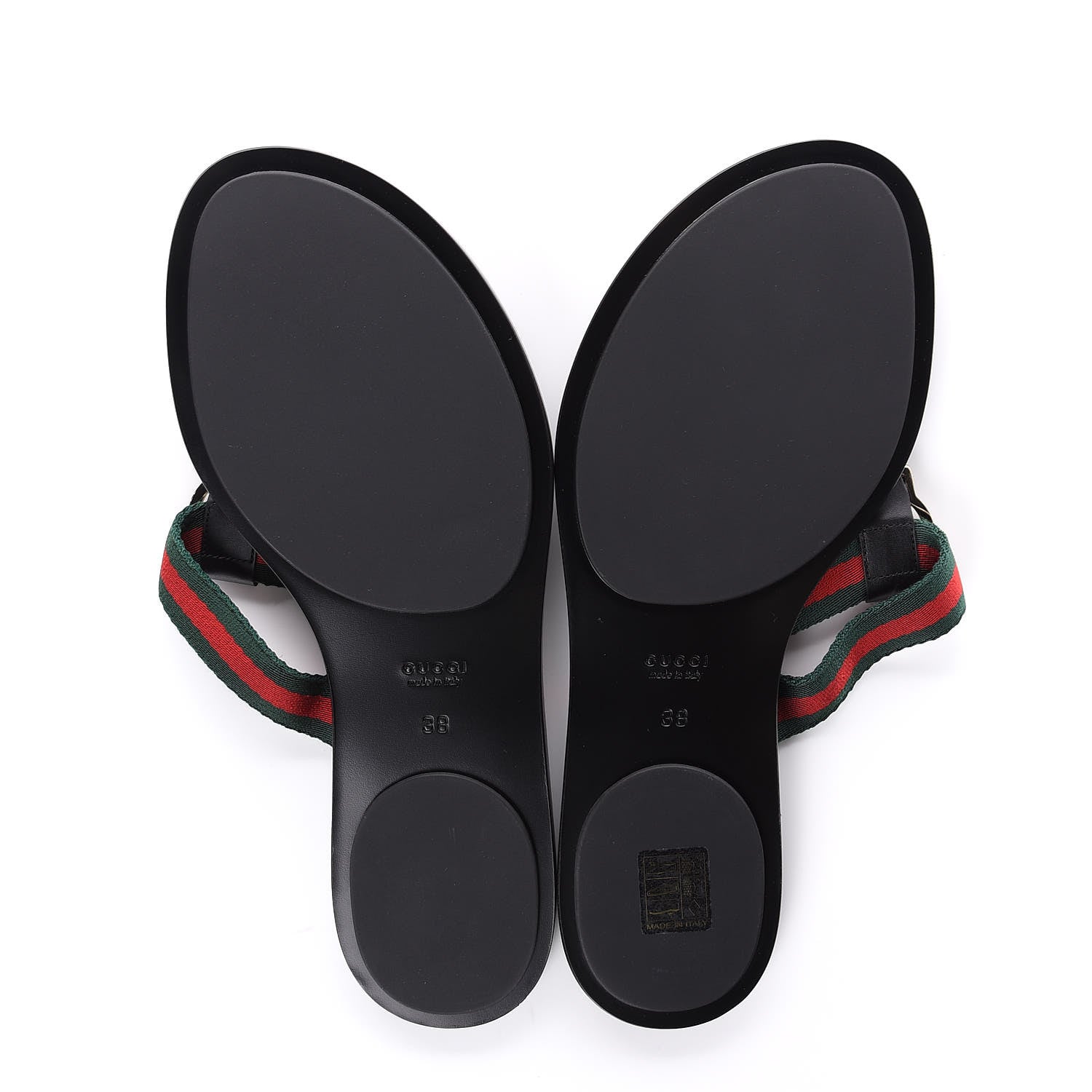 Gucci Nylon Guccissima Web Womens Thong Sandals 38 Green Red Black 10 of 14