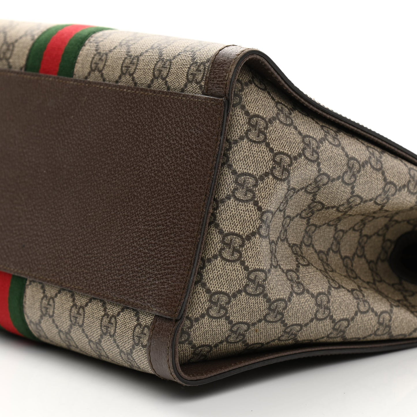 GG Supreme Monogram Web Medium Ophidia Tote Bag Brown