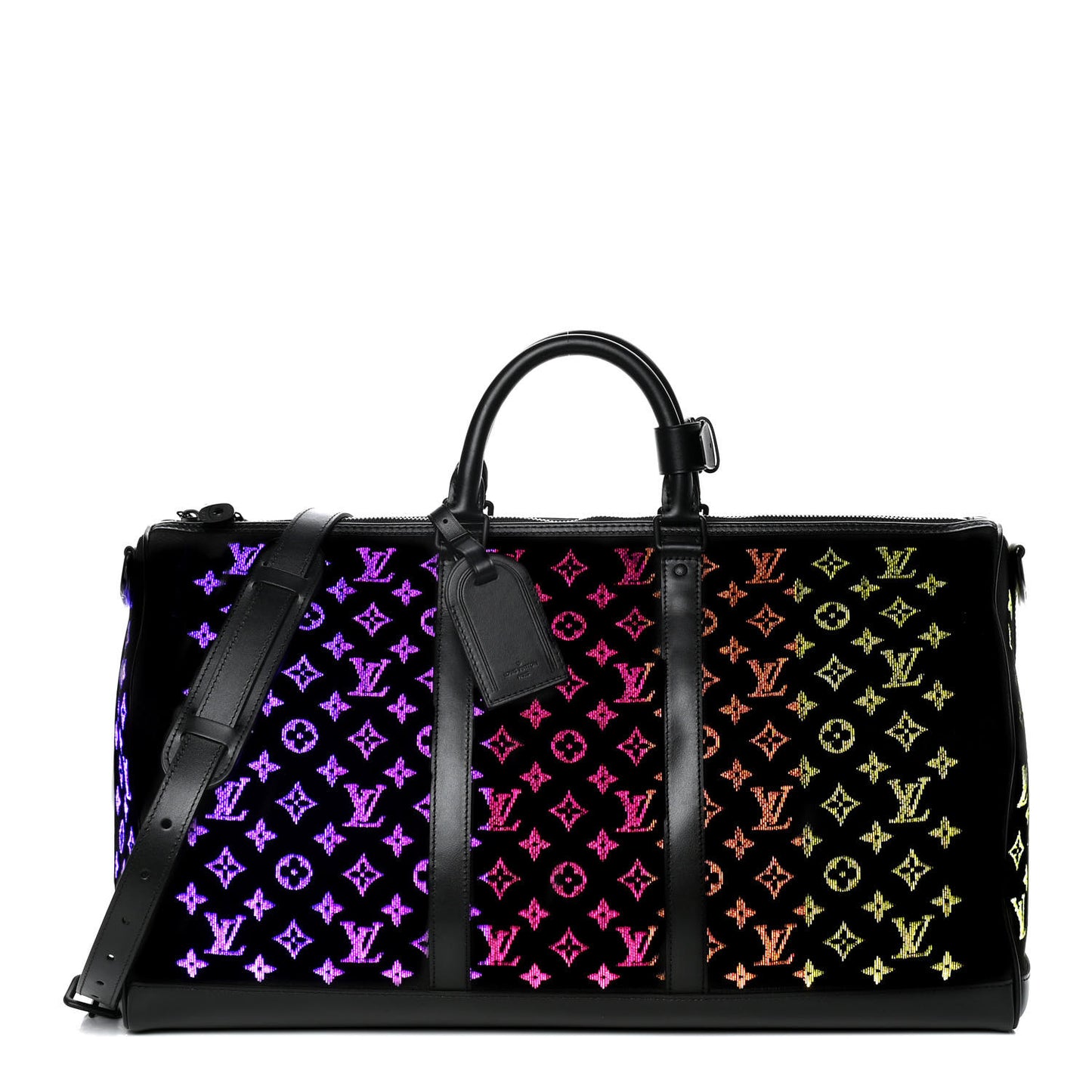 Jacquard Monogram Light Up Keepall Bandouliere 50 Black