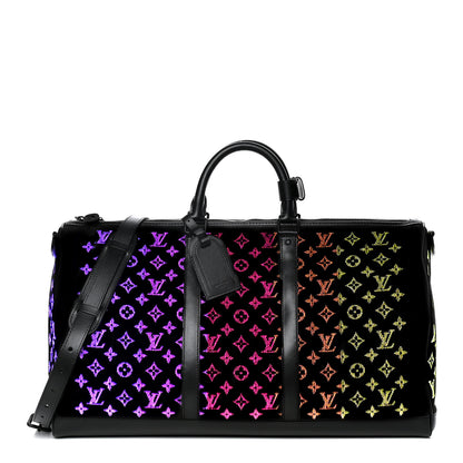 Louis Vuitton Jacquard Monogram Light Up Keepall Bandouliere 50 Black 1 of 28