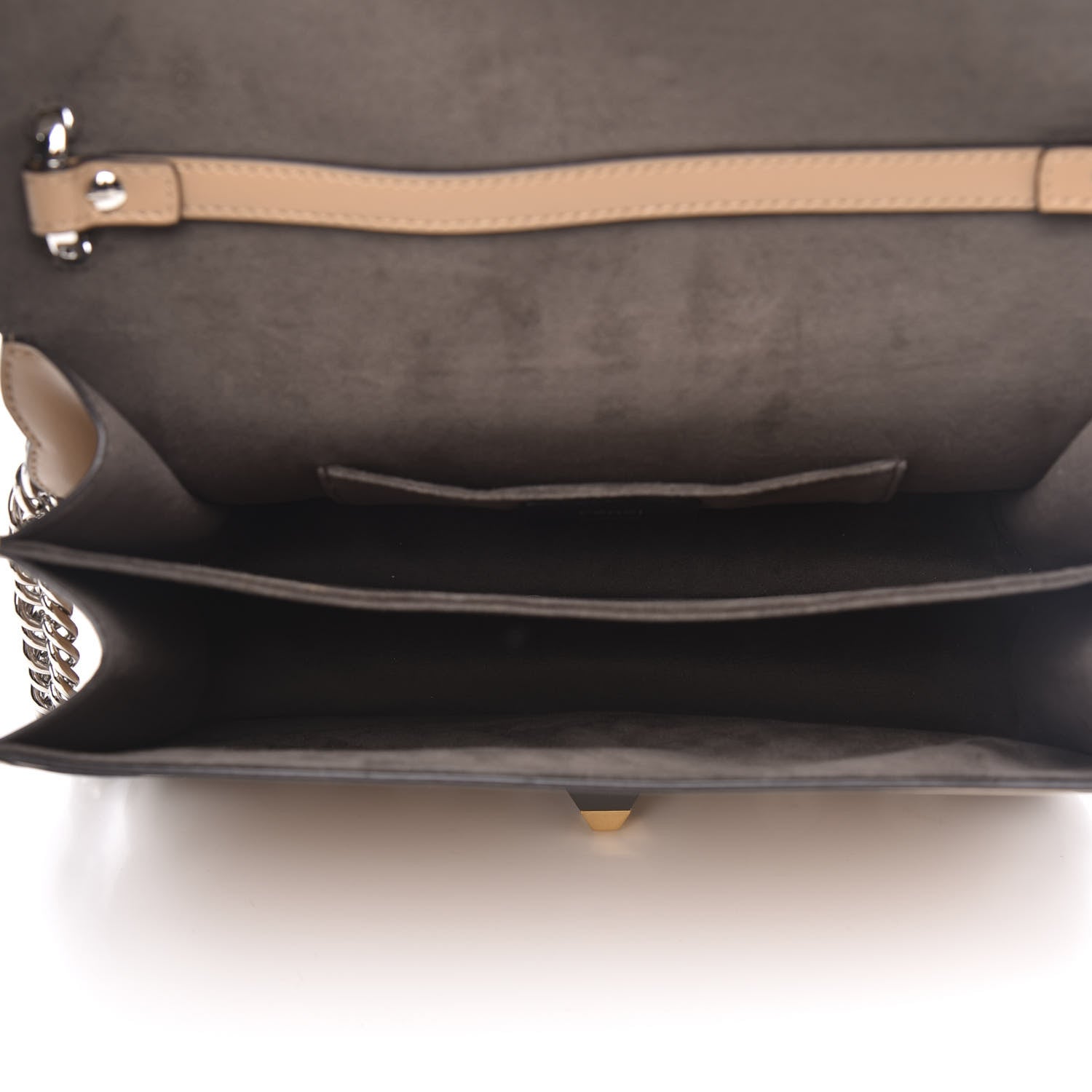 Fendi Vitello Liberty Dolce Scalloped Studded Scrollwork Kan I Shoulder Bag Cuoio White 5 of 9