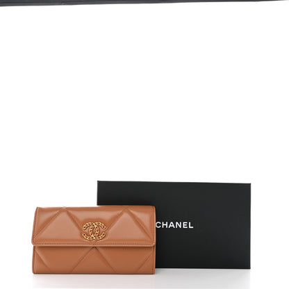 Chanel Lambskin Quilted Chanel 19 Flap Wallet Brown 10 of 10