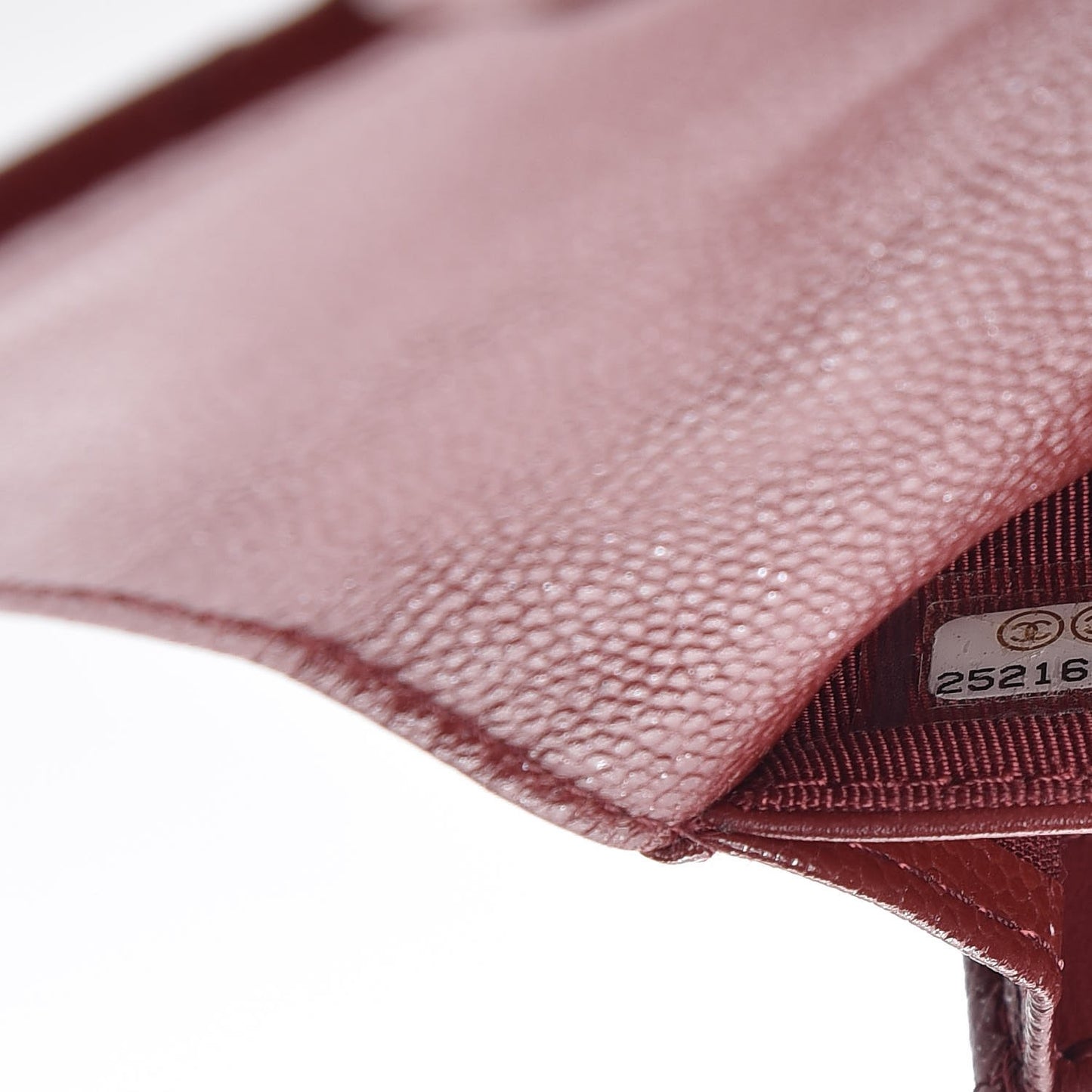 Iridescent Caviar Quilted Medium Flap Wallet Burgundy