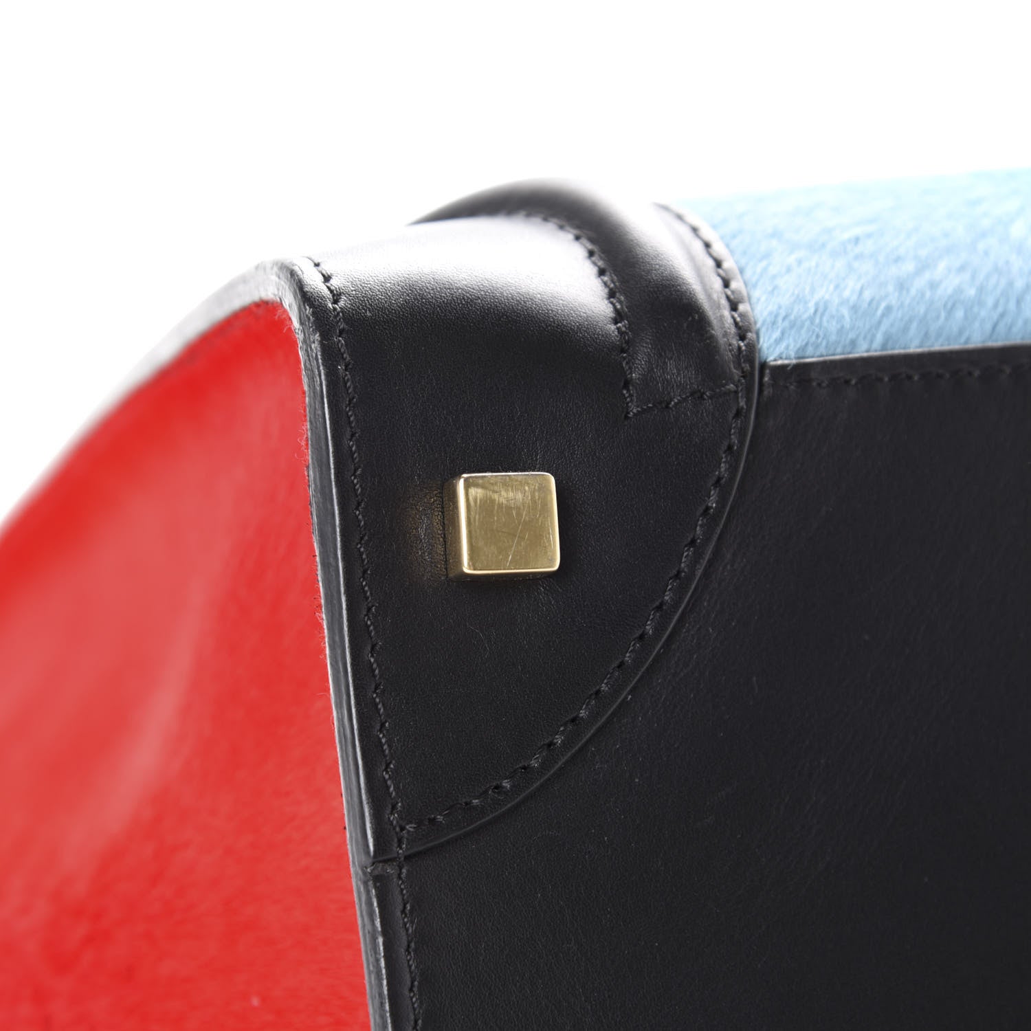 Celine Pony Hair Mini Tri-Color Luggage Glacier Red Black 9 of 18