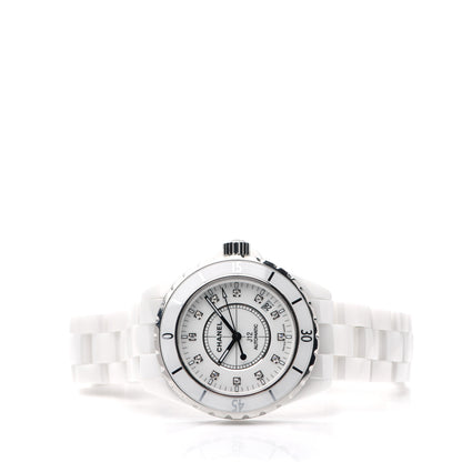 Chanel Stainless Steel Ceramic Diamond 38mm J12 Automatic Watch White 2 of 5