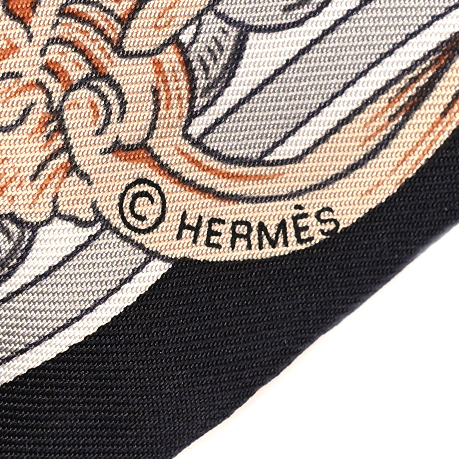Hermes Silk Bride De Cour Twilly Black White Or Rose 4 of 4