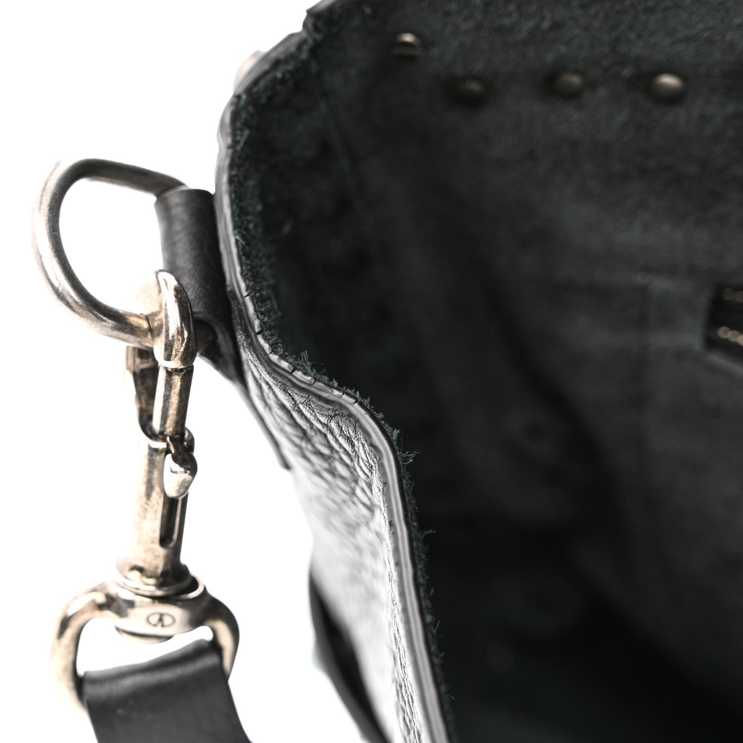 Valentino Garavani Pebbled Calfskin Rockstud Rolling Flap Messenger Bag Black 12 of 15