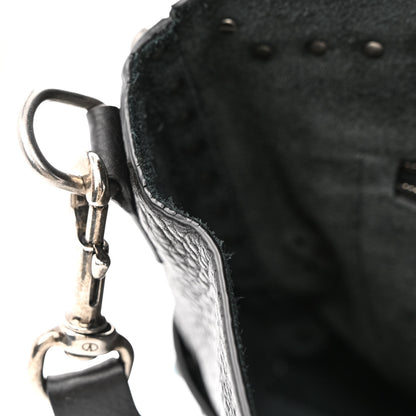 Valentino Garavani Pebbled Calfskin Rockstud Rolling Flap Messenger Bag Black 12 of 15