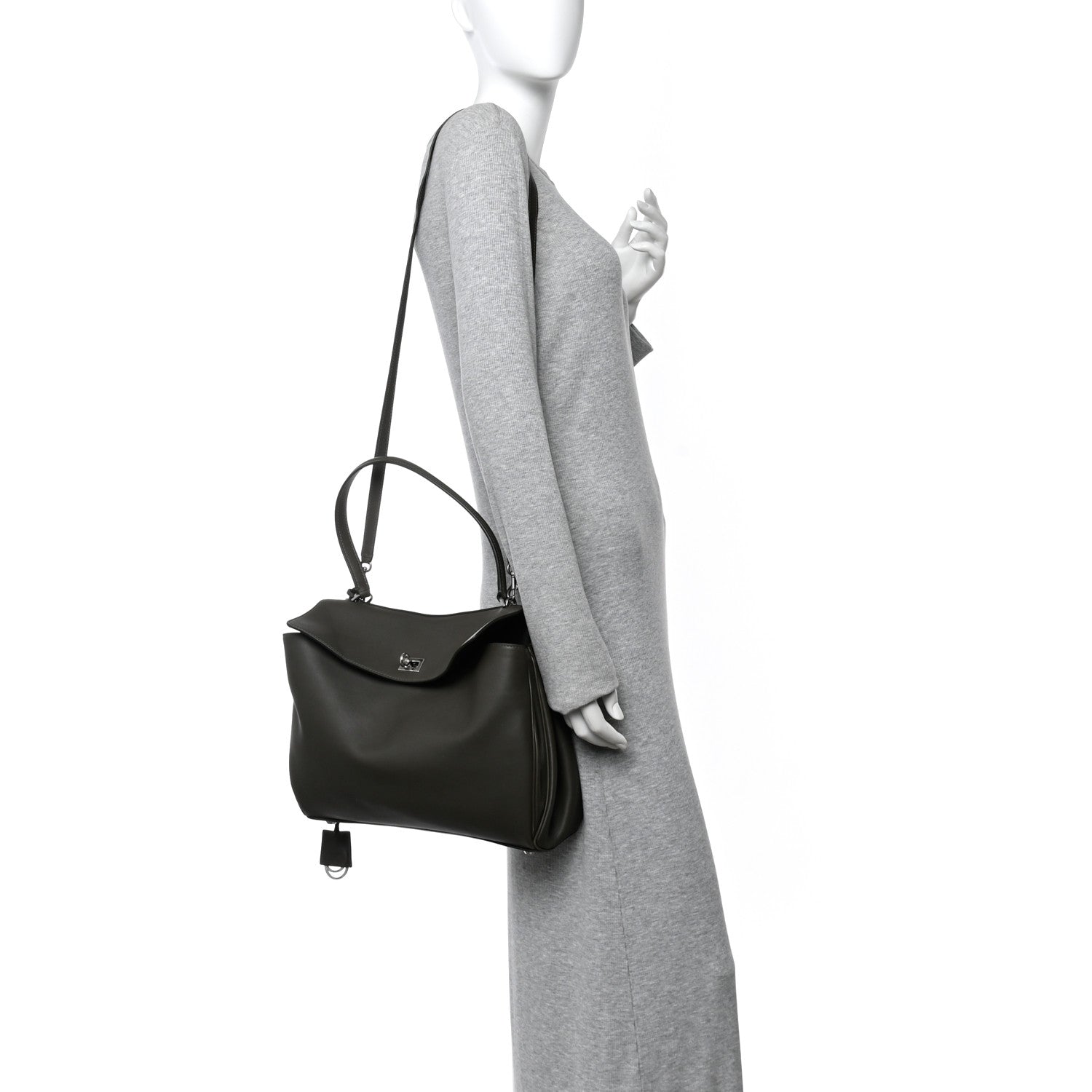 Balenciaga Natural Smooth Calfskin Medium Rodeo Top Handle Handbag Grey 2 of 10