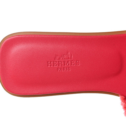 Hermes Calfskin Canvas Oran Sandals 37 8 of 8