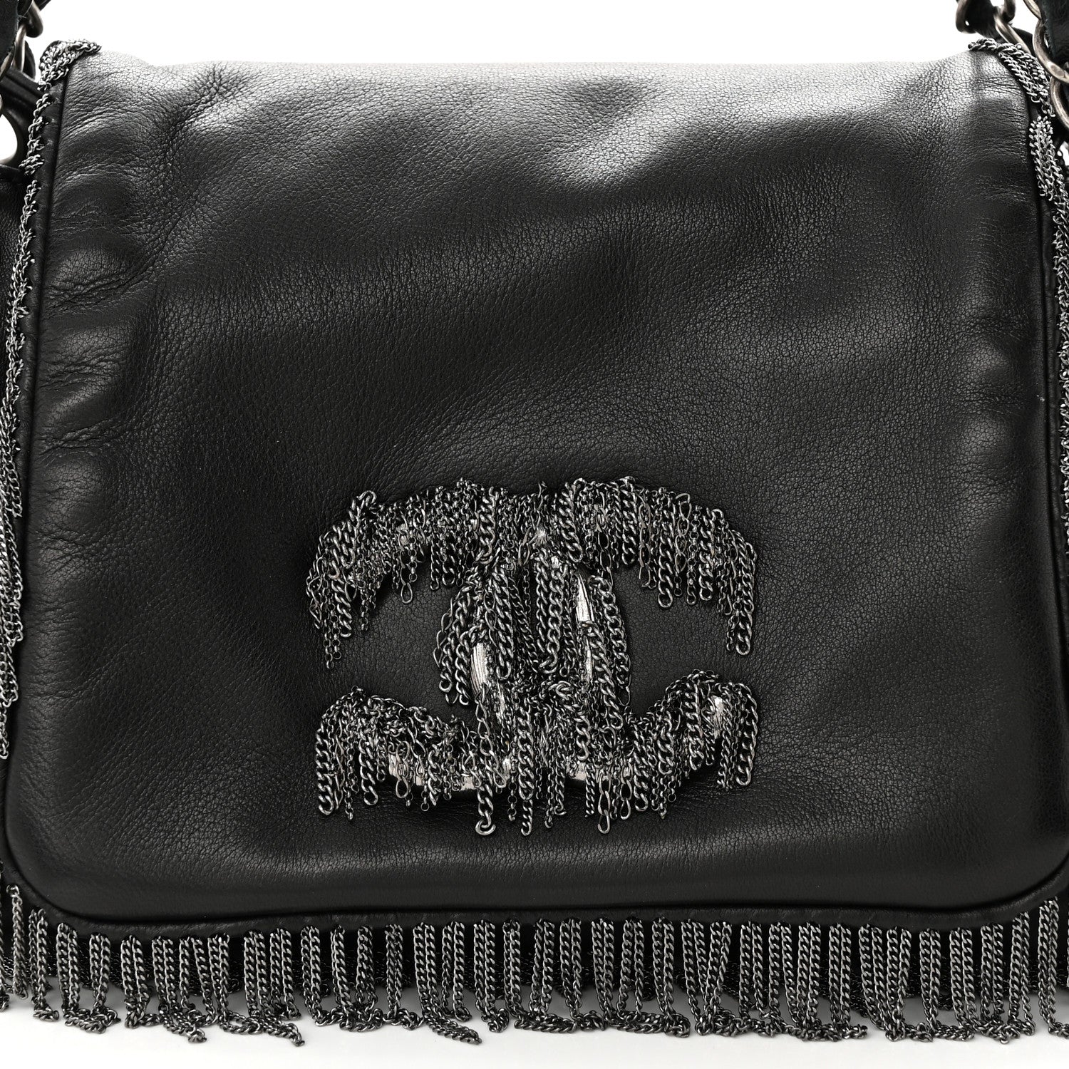 Chanel Lambskin Rock And Cabaret Chain Fringe Accordion Flap Black 8 of 11