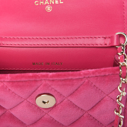 Chanel Velvet Quilted Pearl Crush Flap With Chain Pink 10 of 11