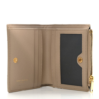 Saint Laurent Grain De Poudre Matelasse Chevron Monogram Zipped Card Case Nude Powder 5 of 9